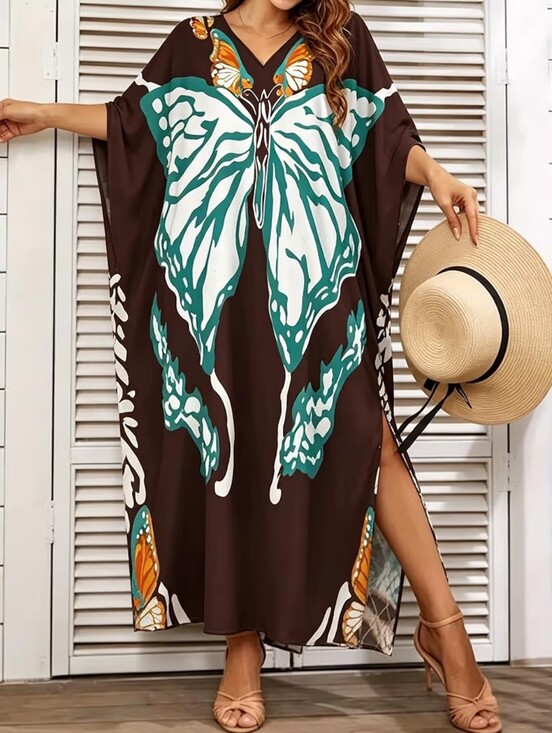 Other - Kaftan Dress Plus Size Swimsuit Cover up Beach V Neck Lightweight Fits S-XXL